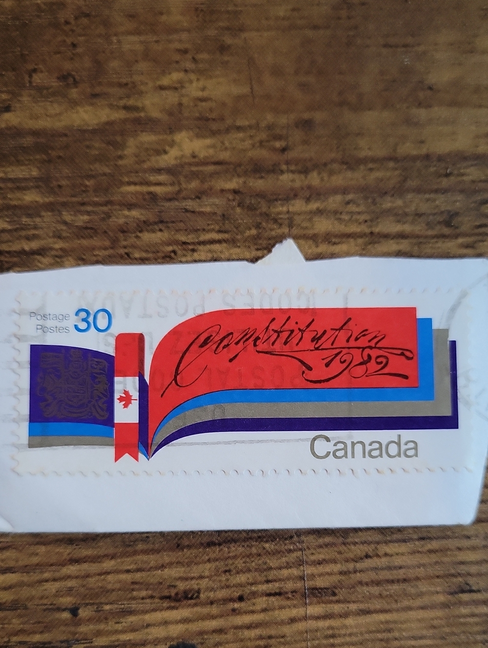 Canada Decorative Art Stamp Print - Red and Blue Stripe Accent
